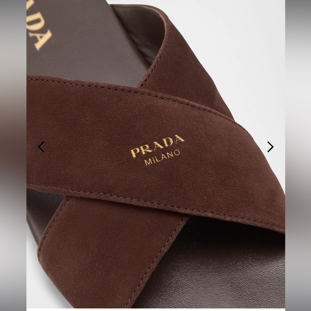Prada
Suede Crisscross Slide Sandals